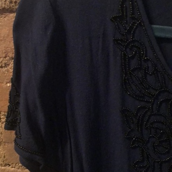 Navy blouse with black beading - Picture 4 of 6